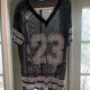 Kiki kiki Black mesh sequined Jersey top